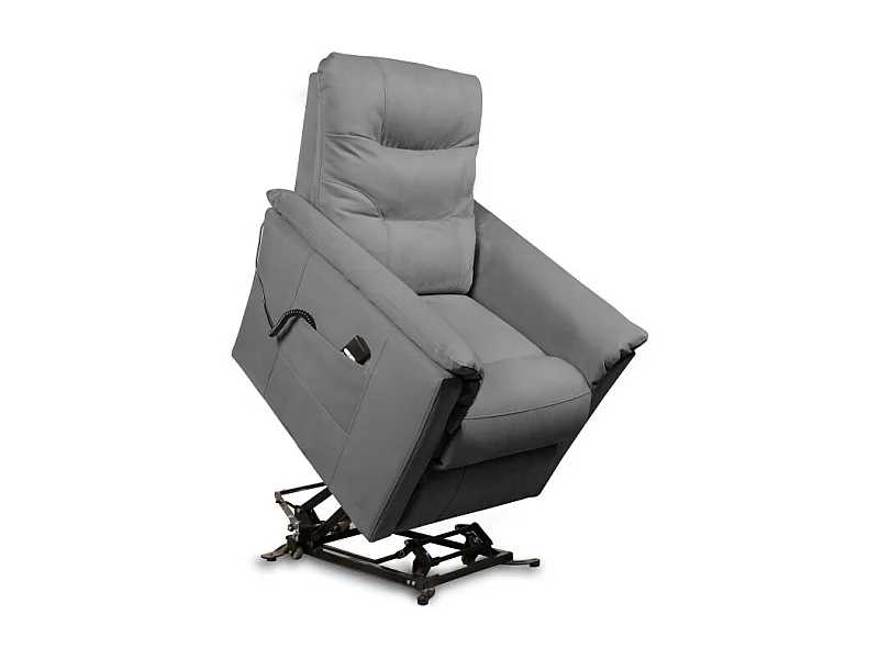 Fauteuil de relaxation Anabel électrique et releveur en tissu gris - L79 x 94 x 102cm - Loungitude