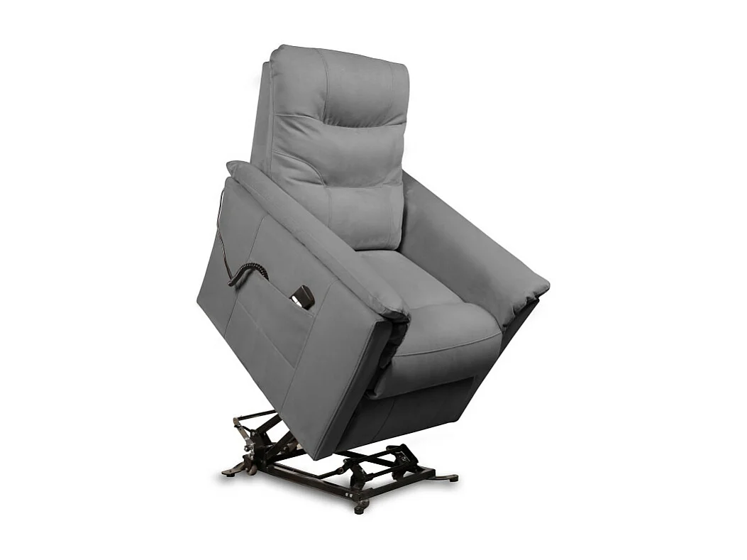 Fauteuil de relaxation Anabel électrique et releveur en tissu gris - L79 x 94 x 102cm - Loungitude