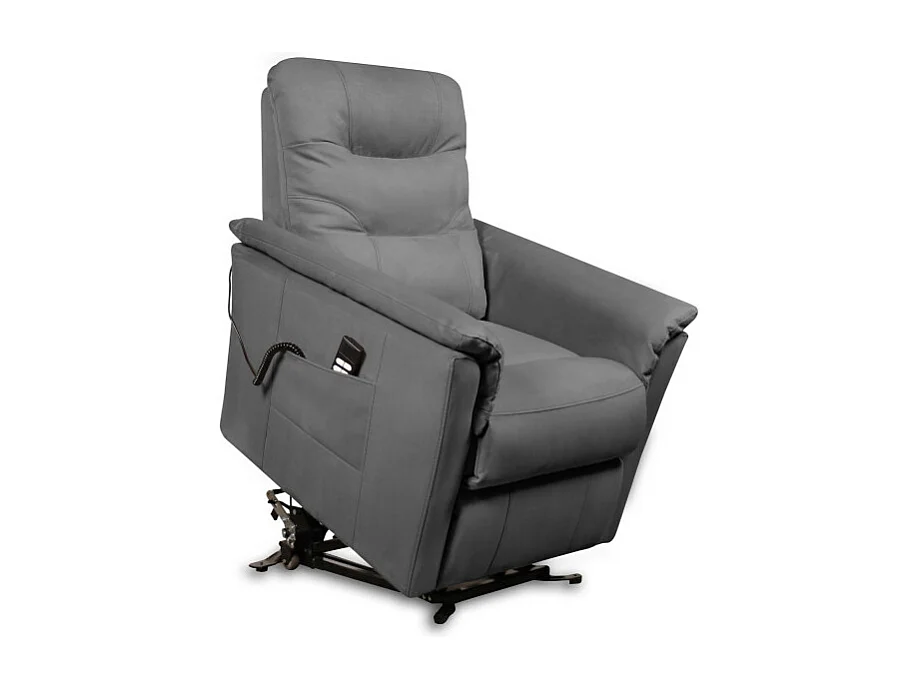 Fauteuil de relaxation Anabel électrique et releveur en tissu gris - L79 x 94 x 102cm - Loungitude