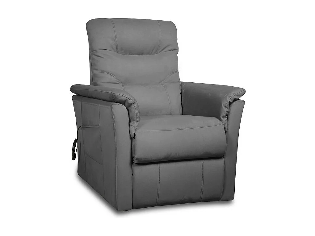 Fauteuil de relaxation Anabel électrique et releveur en tissu gris - L79 x 94 x 102cm - Loungitude