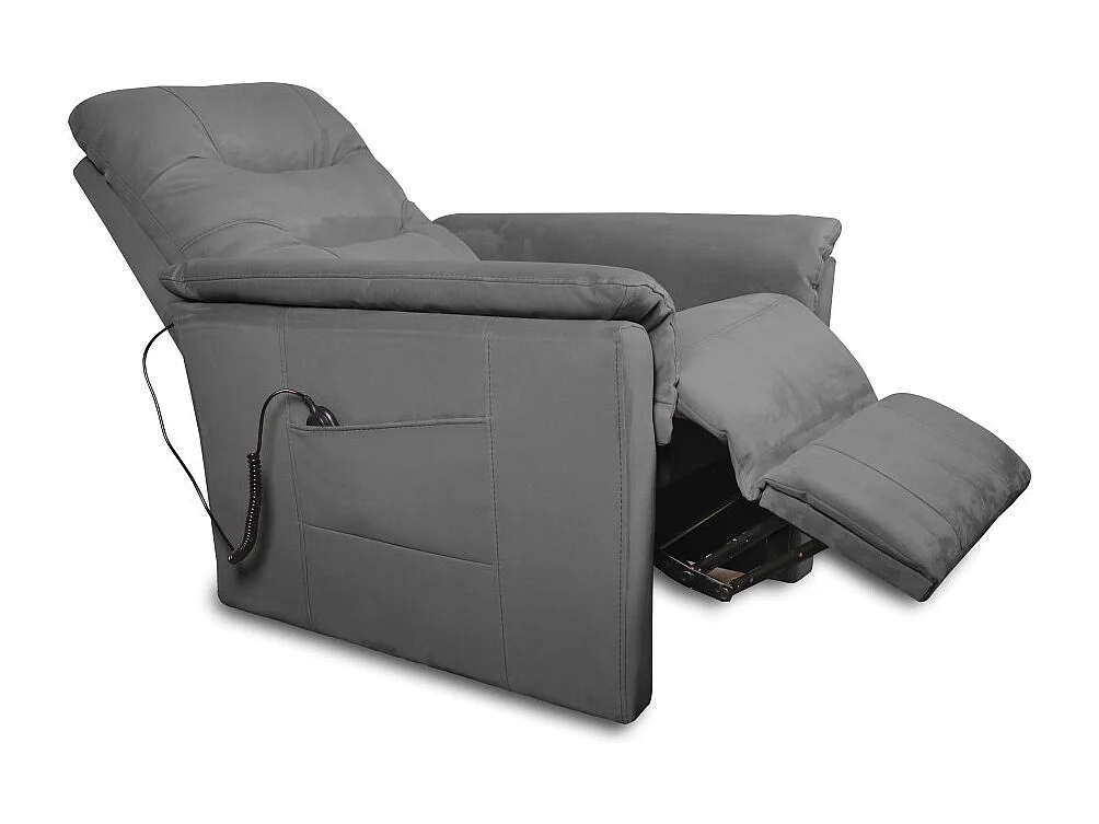 Fauteuil de relaxation Anabel électrique et releveur en tissu gris - L79 x 94 x 102cm - Loungitude