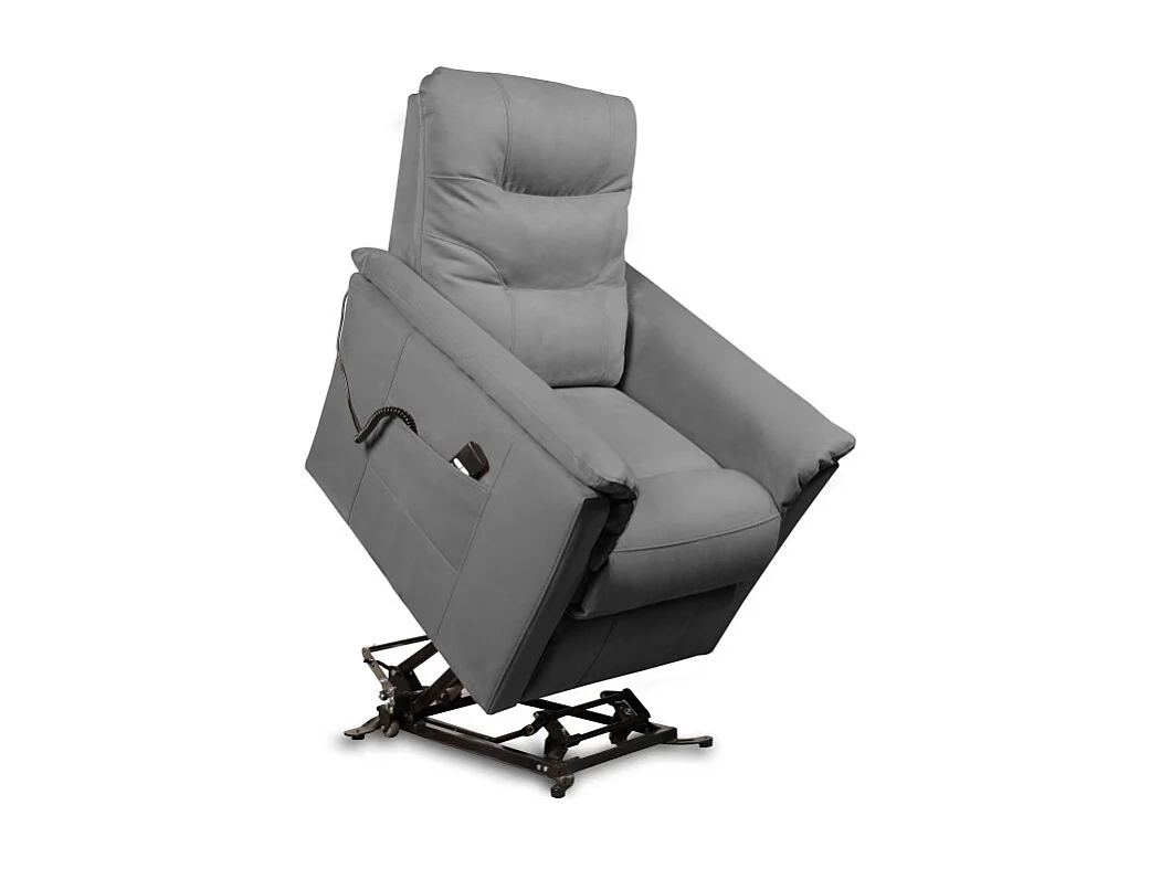 Fauteuil de relaxation Anabel électrique et releveur en tissu gris - L79 x 94 x 102cm - Loungitude
