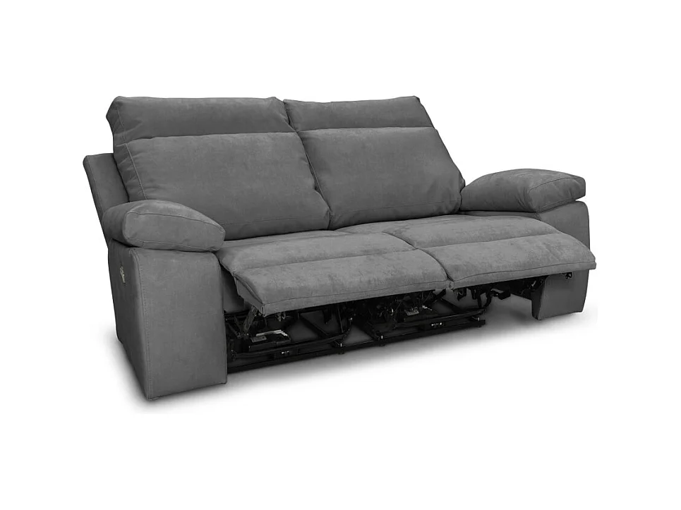Fauteuil de relaxation manuel Houda en tissu - Gris - L110 x 93 x 105cm - Loungitude