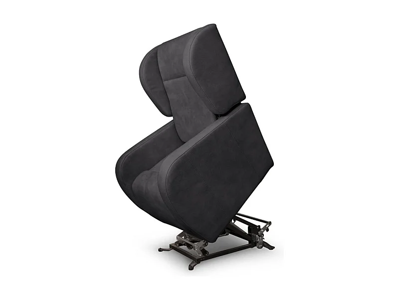 Fauteuil de relaxation Lise électrique et releveur en tissu imitation cuir - Gris anthracite - L78 x 102 x 113cm - Loungitude