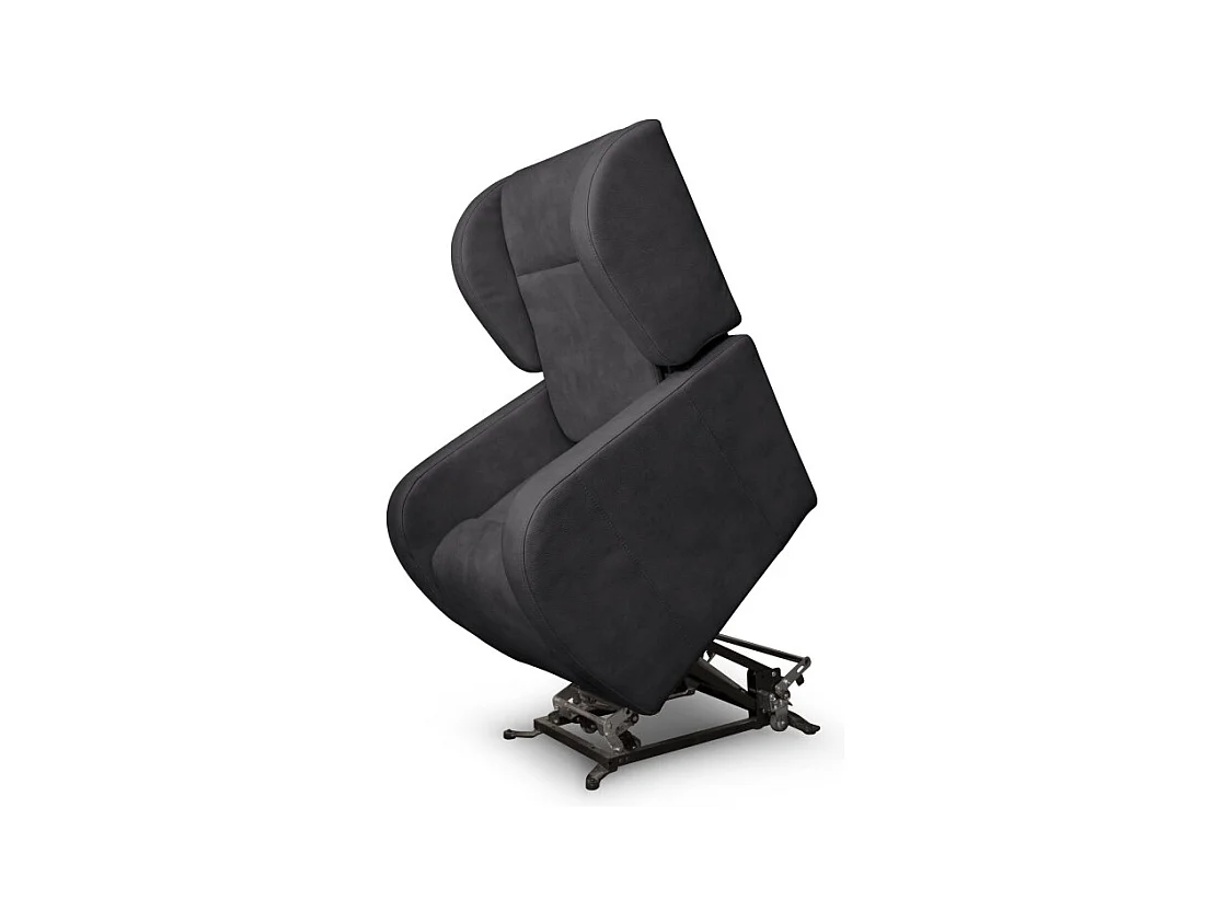 Fauteuil de relaxation Lise électrique et releveur en tissu imitation cuir - Gris anthracite - L78 x 102 x 113cm - Loungitude