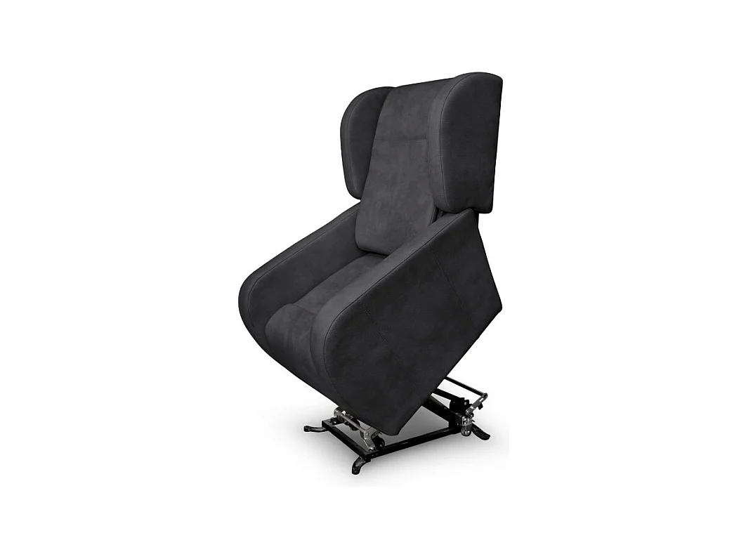 Fauteuil de relaxation Lise électrique et releveur en tissu imitation cuir - Gris anthracite - L78 x 102 x 113cm - Loungitude