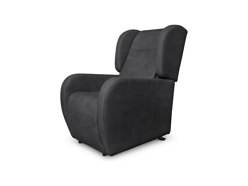 Fauteuil de relaxation Lise électrique et releveur en tissu imitation cuir - Gris anthracite - L78 x 102 x 113cm - Loungitude