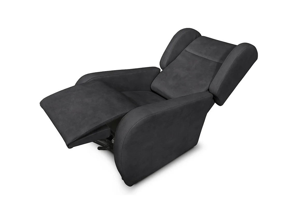 Fauteuil de relaxation Lise électrique et releveur en tissu imitation cuir - Gris anthracite - L78 x 102 x 113cm - Loungitude