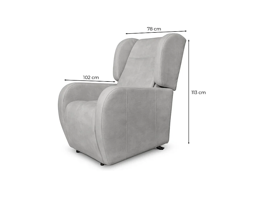 Fauteuil de relaxation Lise électrique et releveur en tissu imitation cuir - Gris anthracite - L78 x 102 x 113cm - Loungitude