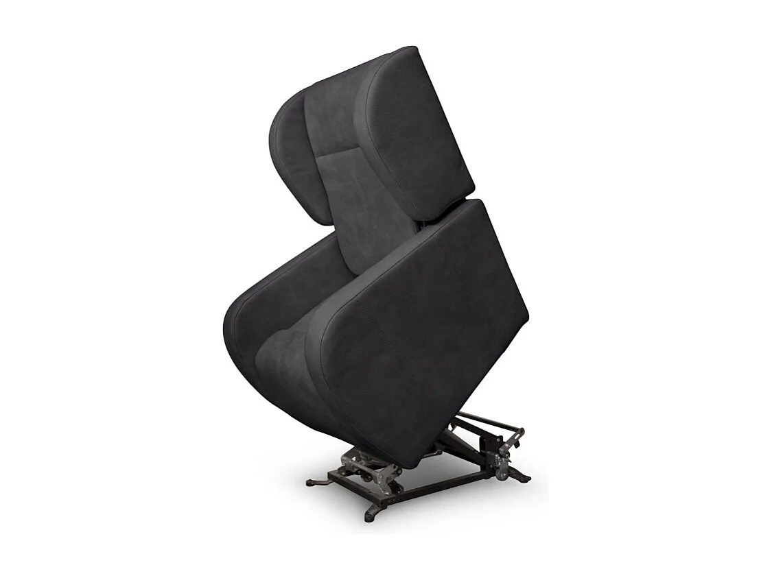 Fauteuil de relaxation Lise électrique et releveur en tissu imitation cuir - Gris anthracite - L78 x 102 x 113cm - Loungitude