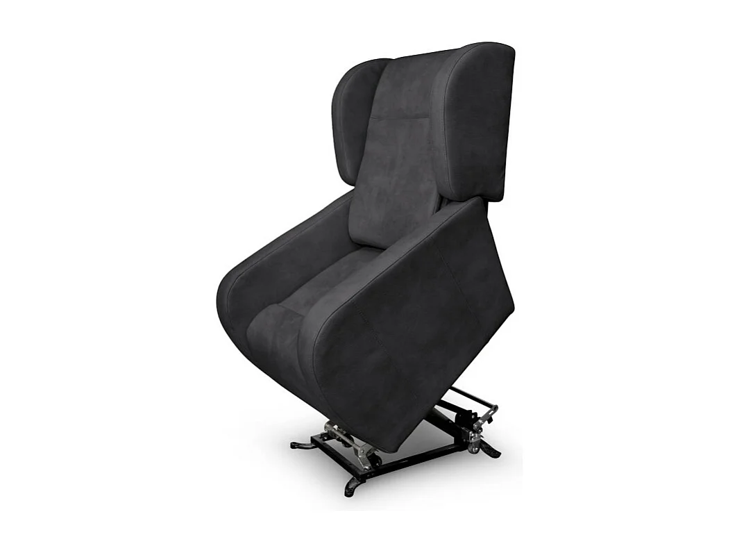 Fauteuil de relaxation Lise électrique et releveur en tissu imitation cuir - Gris anthracite - L78 x 102 x 113cm - Loungitude