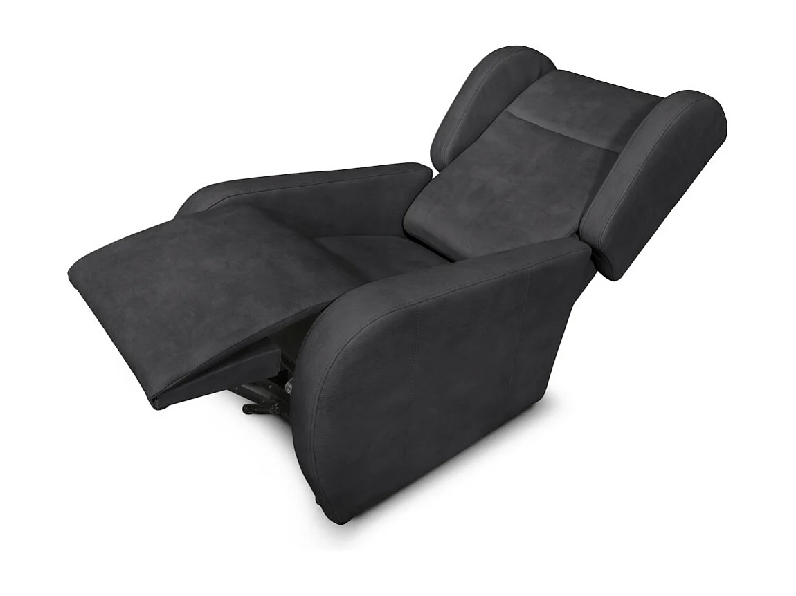 Fauteuil de relaxation Lise électrique et releveur en tissu imitation cuir - Gris anthracite - L78 x 102 x 113cm - Loungitude