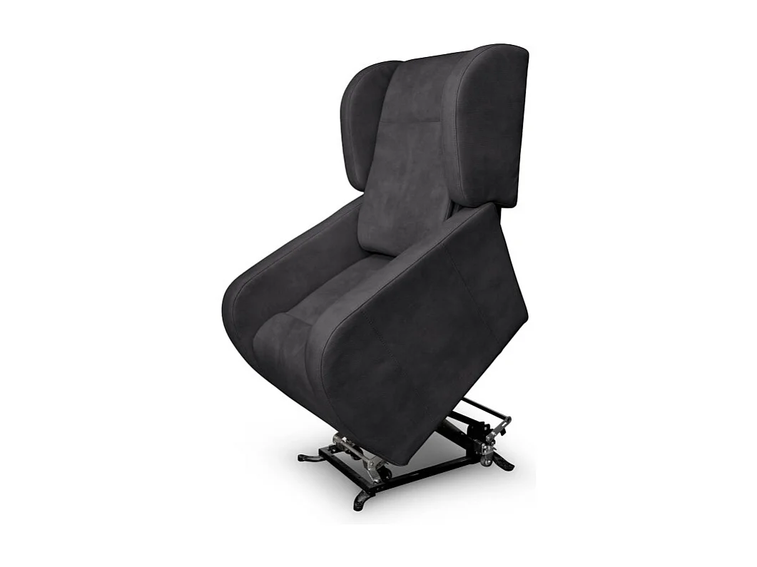 Fauteuil de relaxation Lise électrique et releveur en tissu imitation cuir - Gris anthracite - L78 x 102 x 113cm - Loungitude
