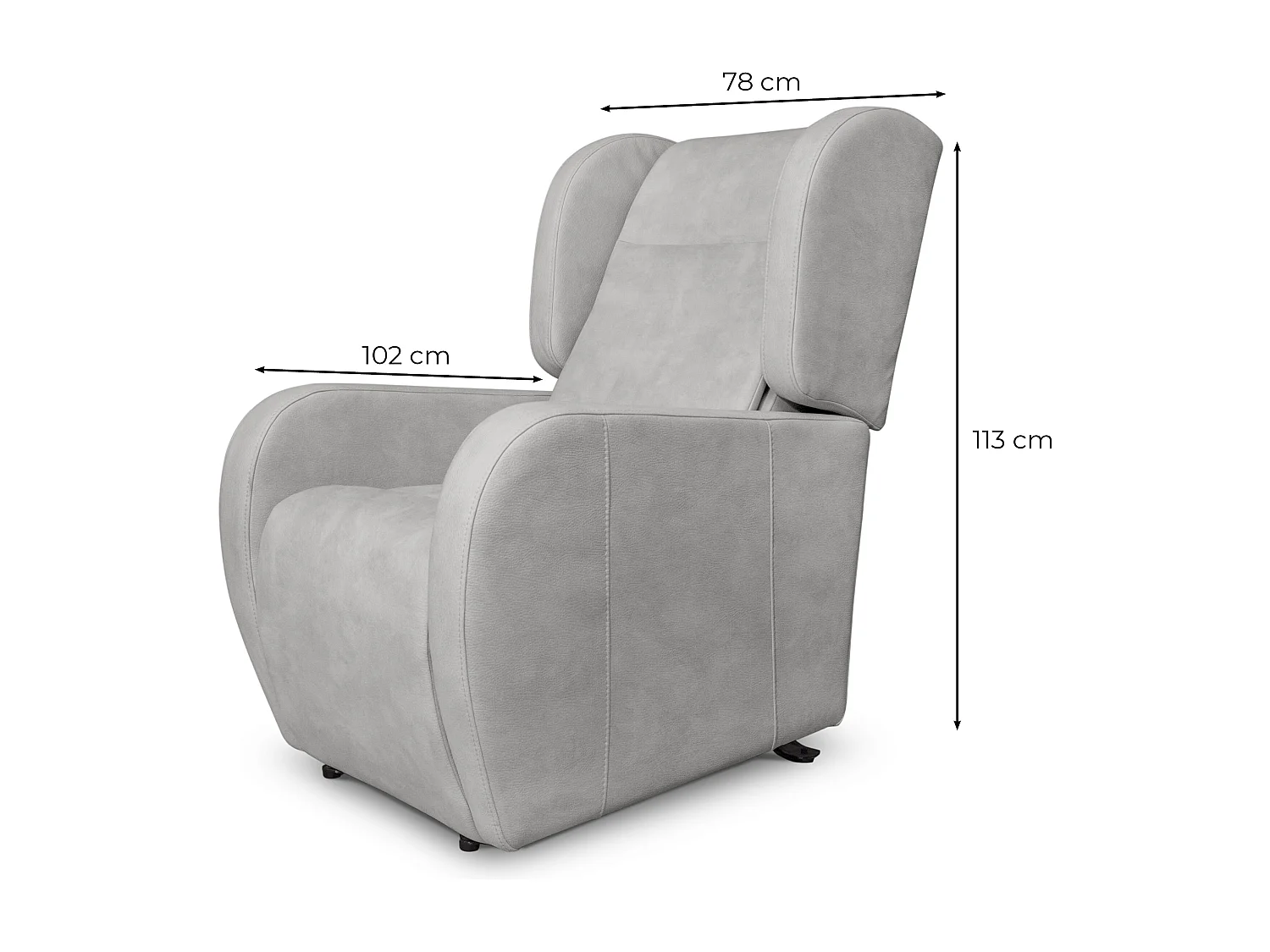 Fauteuil de relaxation Lise électrique et releveur en tissu imitation cuir - Gris anthracite - L78 x 102 x 113cm - Loungitude