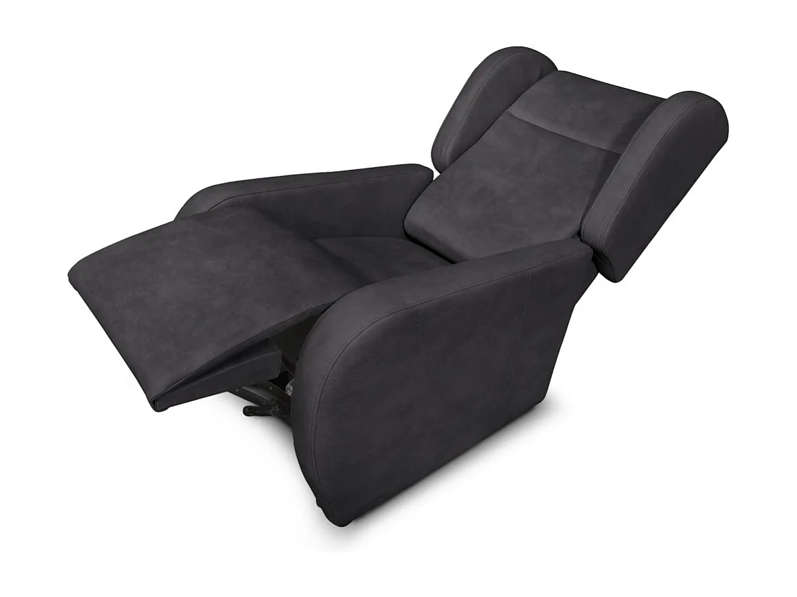 Fauteuil de relaxation Lise électrique et releveur en tissu imitation cuir - Gris anthracite - L78 x 102 x 113cm - Loungitude
