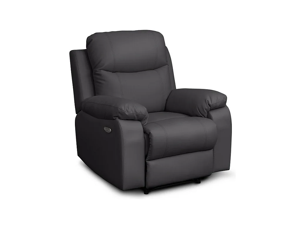 Fauteuil de relaxation manuel Bona en tissu imitation cuir - Gris anthracite - L97 x 90 x 100cm - Loungitude