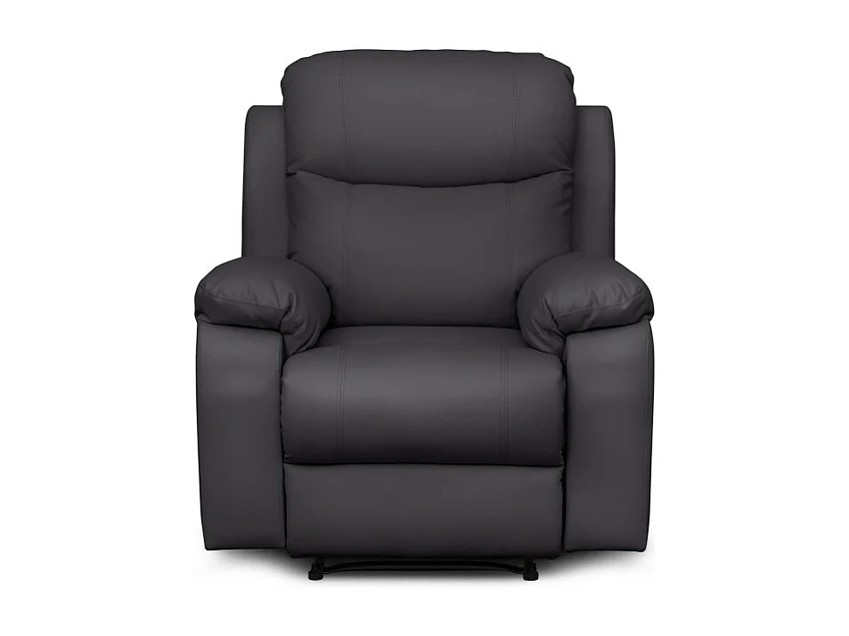 Fauteuil de relaxation manuel Bona en tissu imitation cuir - Gris anthracite - L97 x 90 x 100cm - Loungitude