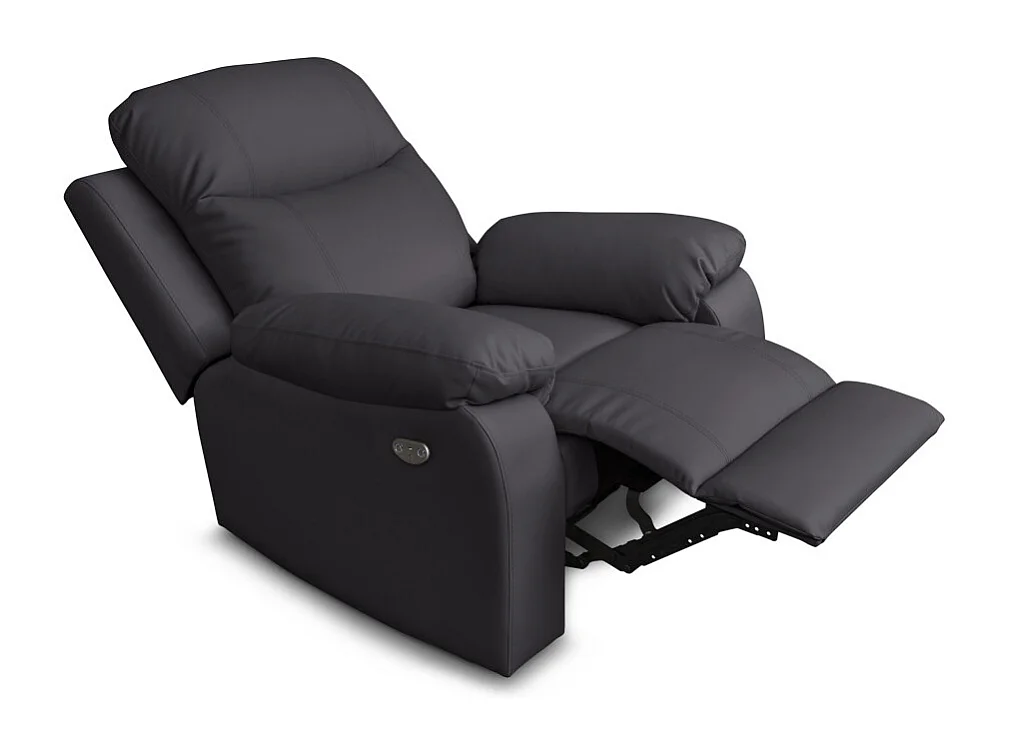 Fauteuil de relaxation manuel Bona en tissu imitation cuir - Gris anthracite - L97 x 90 x 100cm - Loungitude