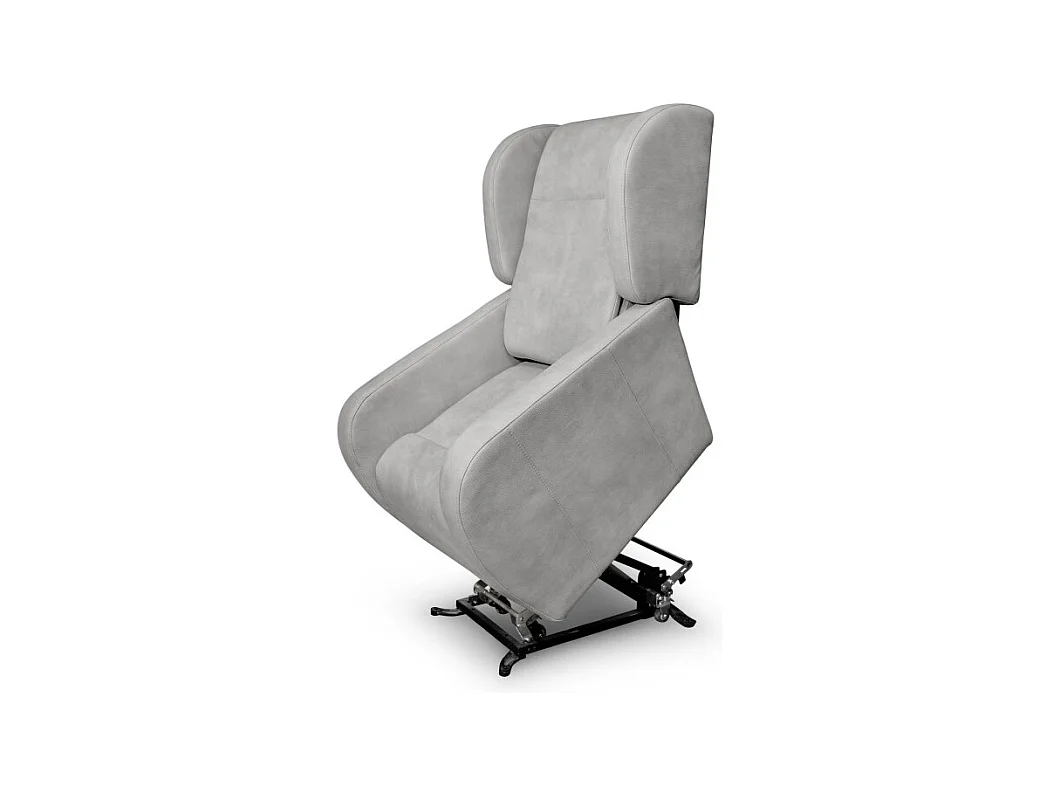 Fauteuil de relaxation Lise électrique et releveur en tissu imitation cuir - Gris clair - L78 x 102 x 113cm - Loungitude