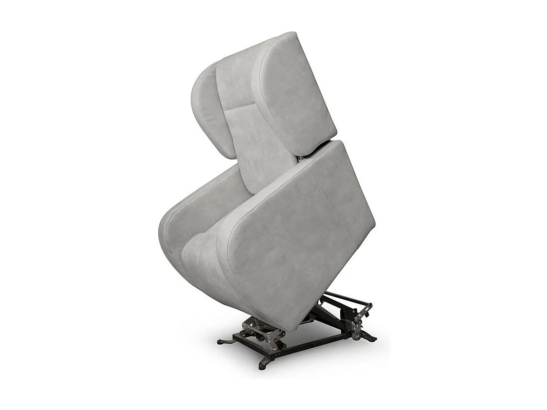 Fauteuil de relaxation Lise électrique et releveur en tissu imitation cuir - Gris clair - L78 x 102 x 113cm - Loungitude