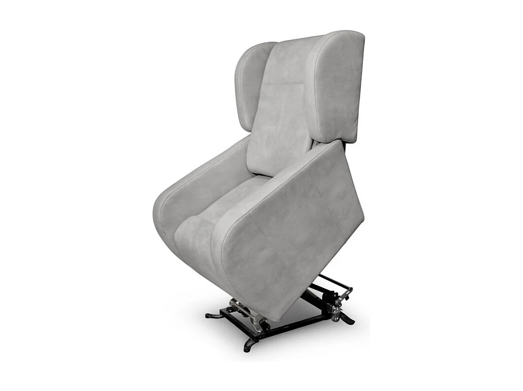 Fauteuil de relaxation Lise électrique et releveur en tissu imitation cuir - Gris clair - L78 x 102 x 113cm - Loungitude