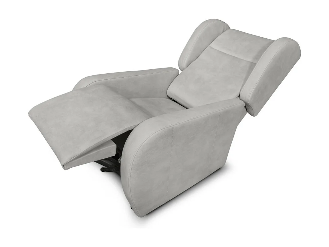 Fauteuil de relaxation Lise électrique et releveur en tissu imitation cuir - Gris clair - L78 x 102 x 113cm - Loungitude