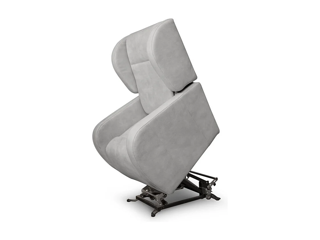 Fauteuil de relaxation Lise électrique et releveur en tissu imitation cuir - Gris clair - L78 x 102 x 113cm - Loungitude