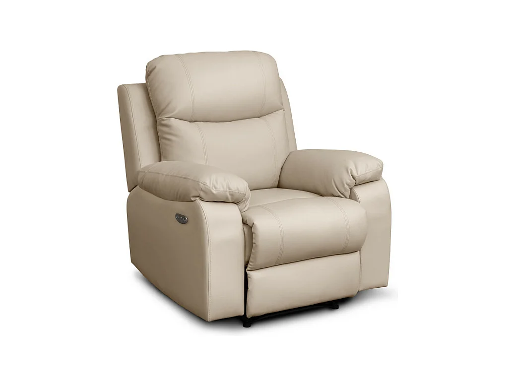 Fauteuil de relaxation manuel Bona en tissu imitation cuir - Beige - L97 x 90 x 100cm - Loungitude