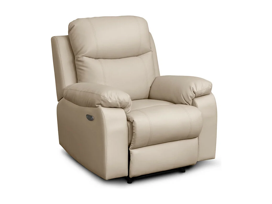 Fauteuil de relaxation manuel Bona en tissu imitation cuir - Beige - L97 x 90 x 100cm - Loungitude