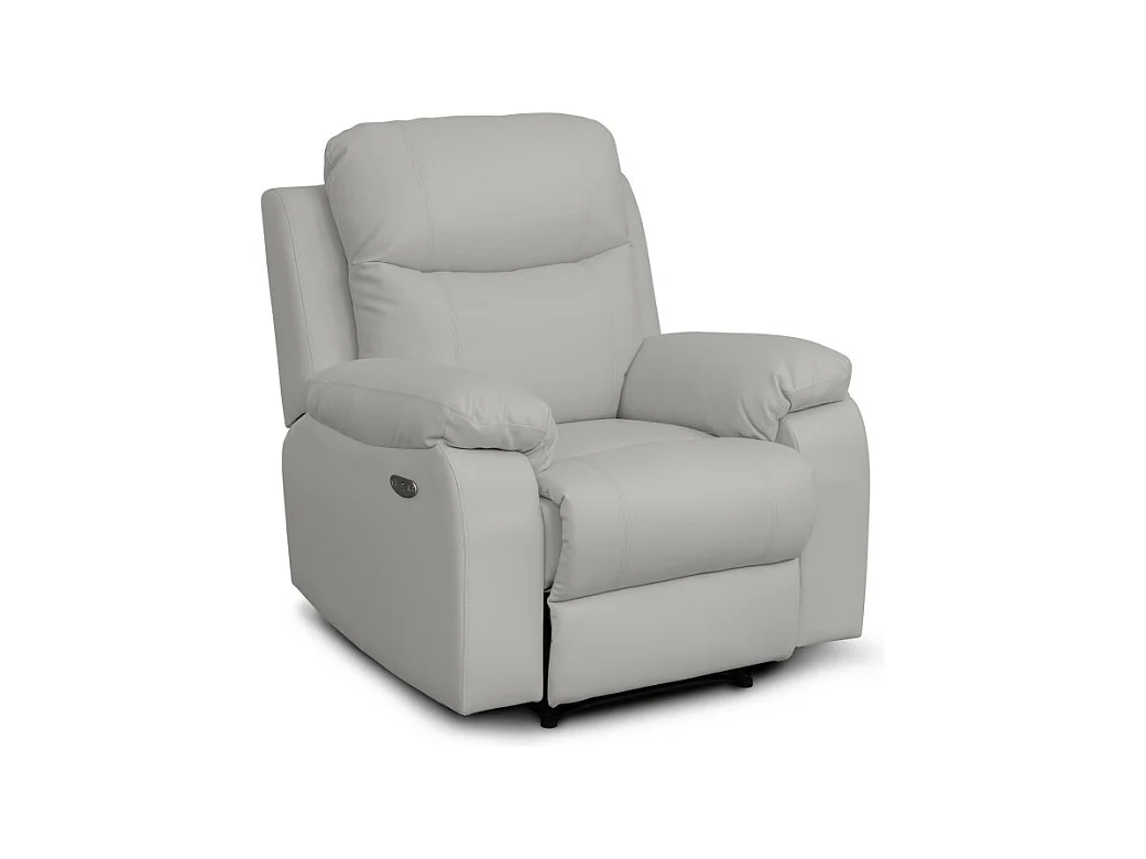 Fauteuil de relaxation manuel Bona en tissu imitation cuir - Gris clair - L97 x 90 x 100cm - Loungitude