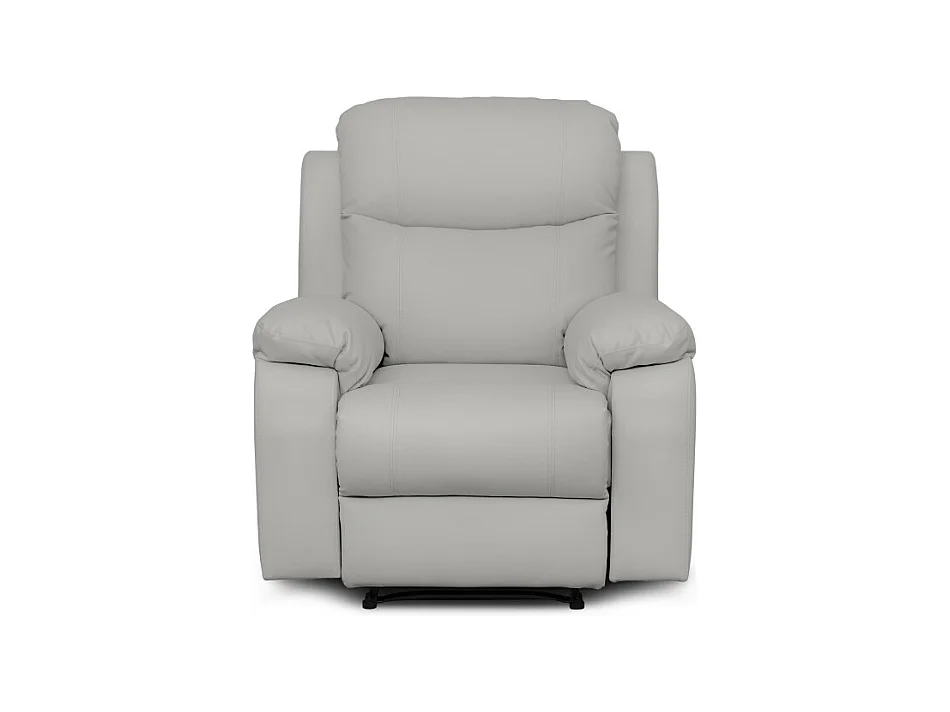 Fauteuil de relaxation manuel Bona en tissu imitation cuir - Gris clair - L97 x 90 x 100cm - Loungitude