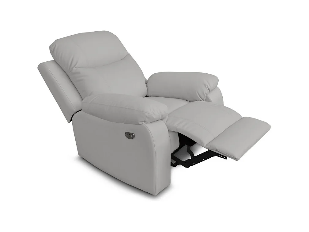 Fauteuil de relaxation manuel Bona en tissu imitation cuir - Gris clair - L97 x 90 x 100cm - Loungitude