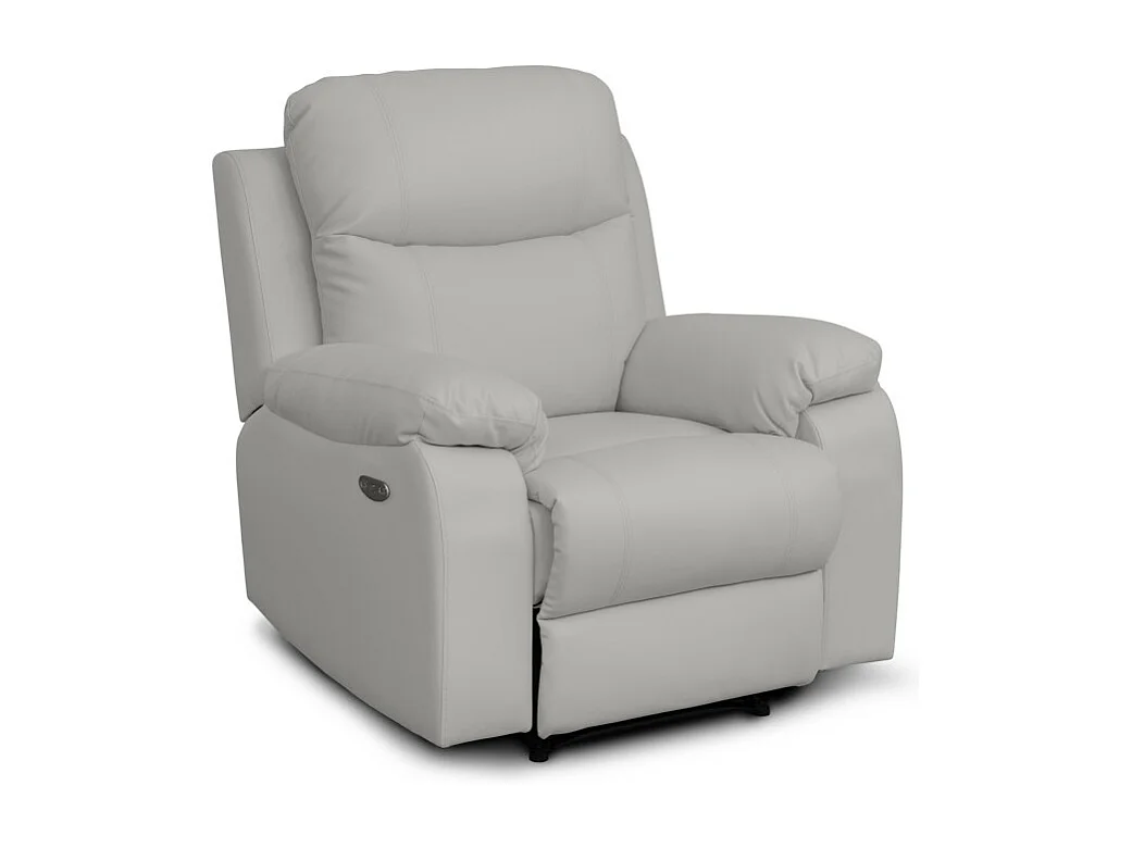 Fauteuil de relaxation manuel Bona en tissu imitation cuir - Gris clair - L97 x 90 x 100cm - Loungitude