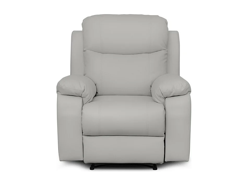Fauteuil de relaxation manuel Bona en tissu imitation cuir - Gris clair - L97 x 90 x 100cm - Loungitude