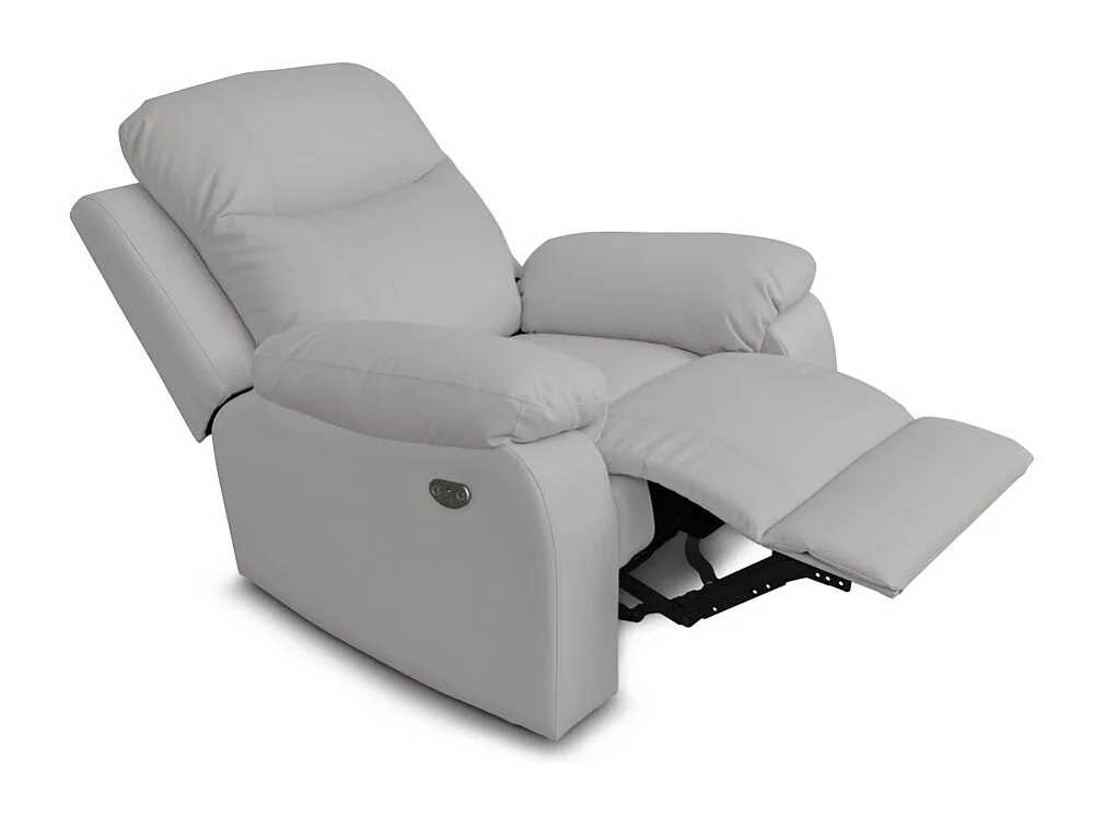 Fauteuil de relaxation manuel Bona en tissu imitation cuir - Gris clair - L97 x 90 x 100cm - Loungitude