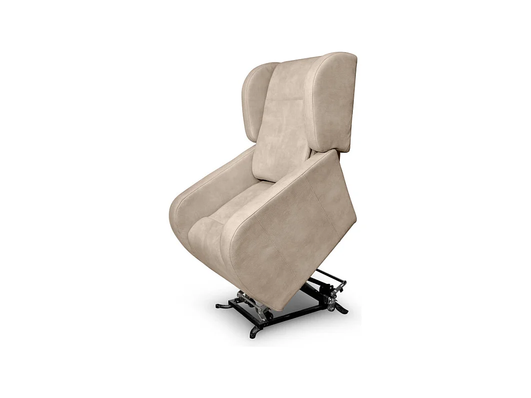 Fauteuil de relaxation Lise électrique et releveur en tissu imitation cuir - Beige - L78 x 102 x 113cm - Loungitude