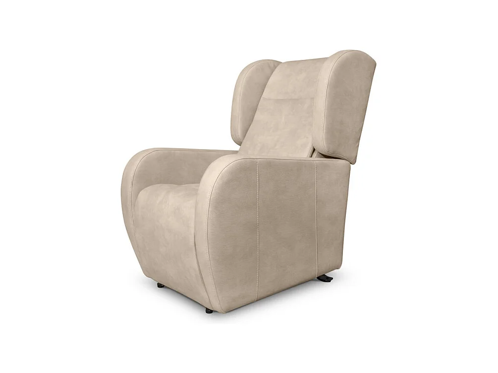 Fauteuil de relaxation Lise électrique et releveur en tissu imitation cuir - Beige - L78 x 102 x 113cm - Loungitude