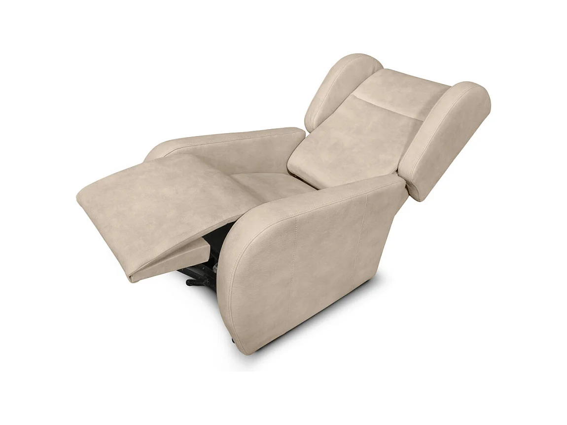 Fauteuil de relaxation Lise électrique et releveur en tissu imitation cuir - Beige - L78 x 102 x 113cm - Loungitude