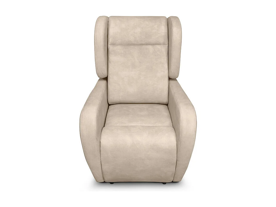 Fauteuil de relaxation Lise électrique et releveur en tissu imitation cuir - Beige - L78 x 102 x 113cm - Loungitude