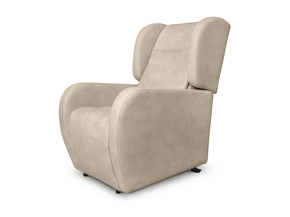 Fauteuil de relaxation Lise électrique et releveur en tissu imitation cuir - Beige - L78 x 102 x 113cm - Loungitude