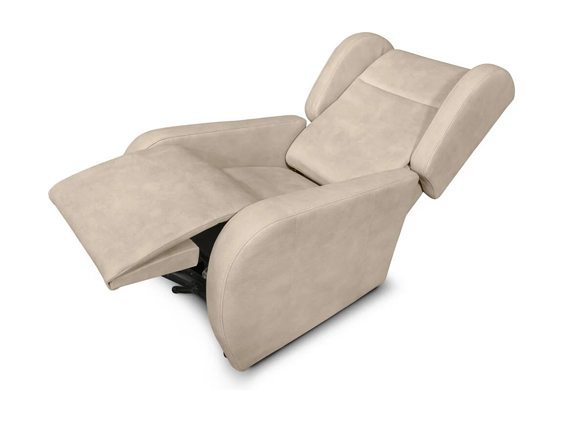 Fauteuil de relaxation Lise électrique et releveur en tissu imitation cuir - Beige - L78 x 102 x 113cm - Loungitude
