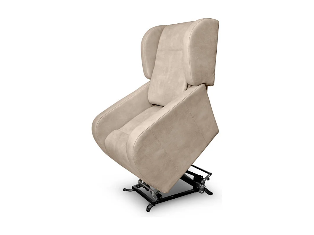 Fauteuil de relaxation Lise électrique et releveur en tissu imitation cuir - Beige - L78 x 102 x 113cm - Loungitude