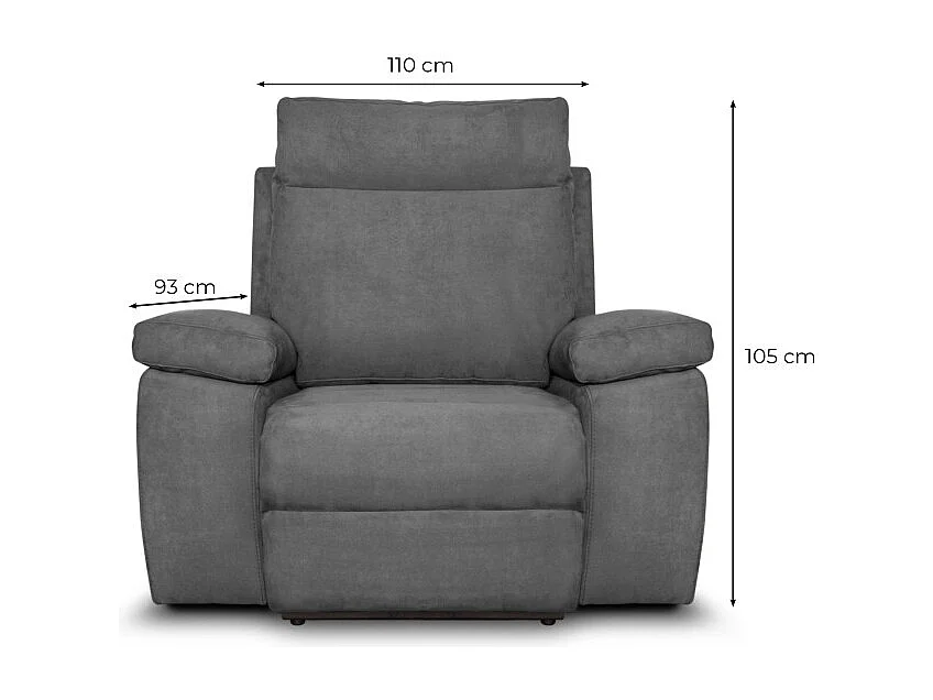 Fauteuil de relaxation manuel Houda en tissu - Taupe - L110 x 93 x 105cm - Loungitude