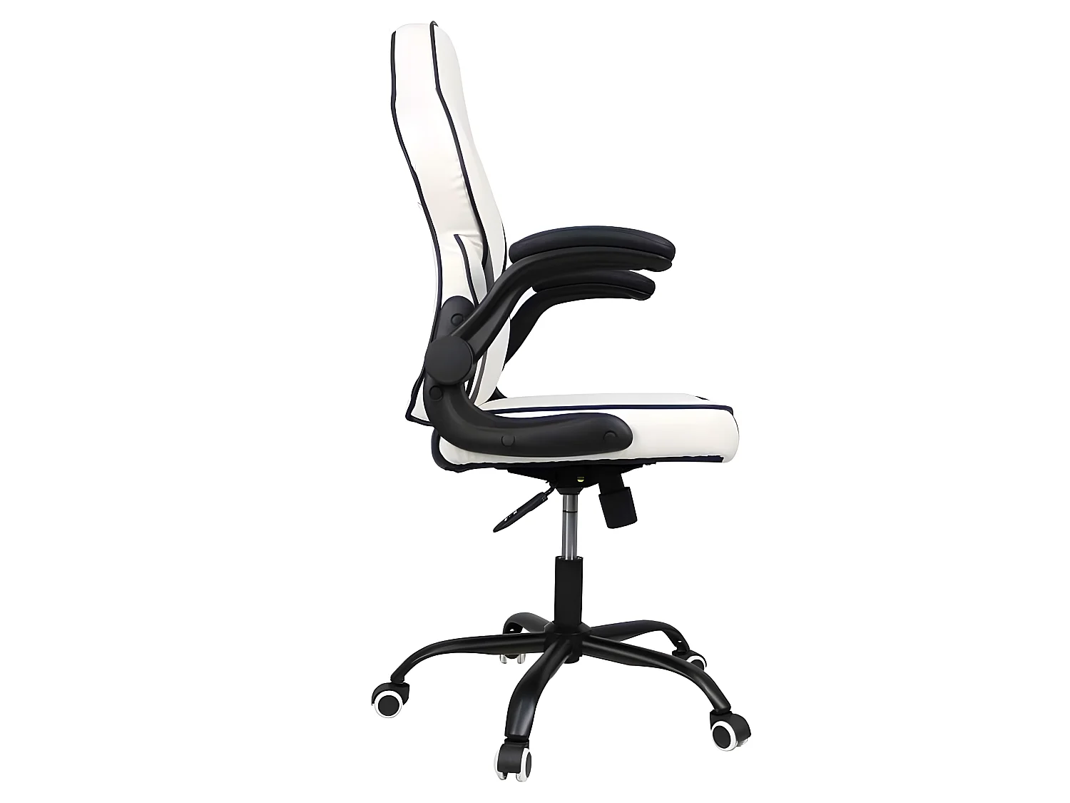 Sillon Gamer Blanco Negro Modelo Kart Giratorio Con Ruedas