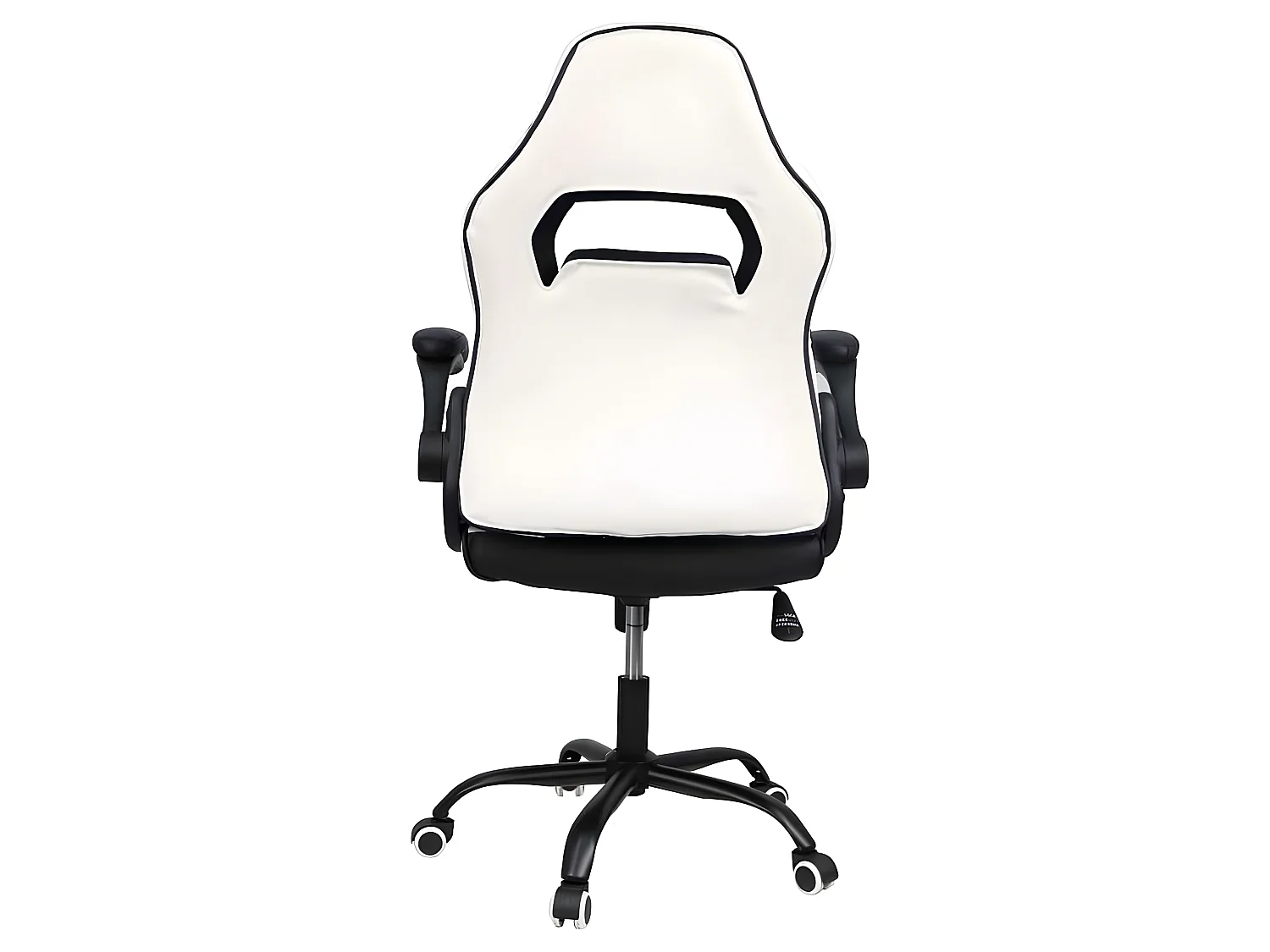 Sillon Gamer Blanco Negro Modelo Kart Giratorio Con Ruedas