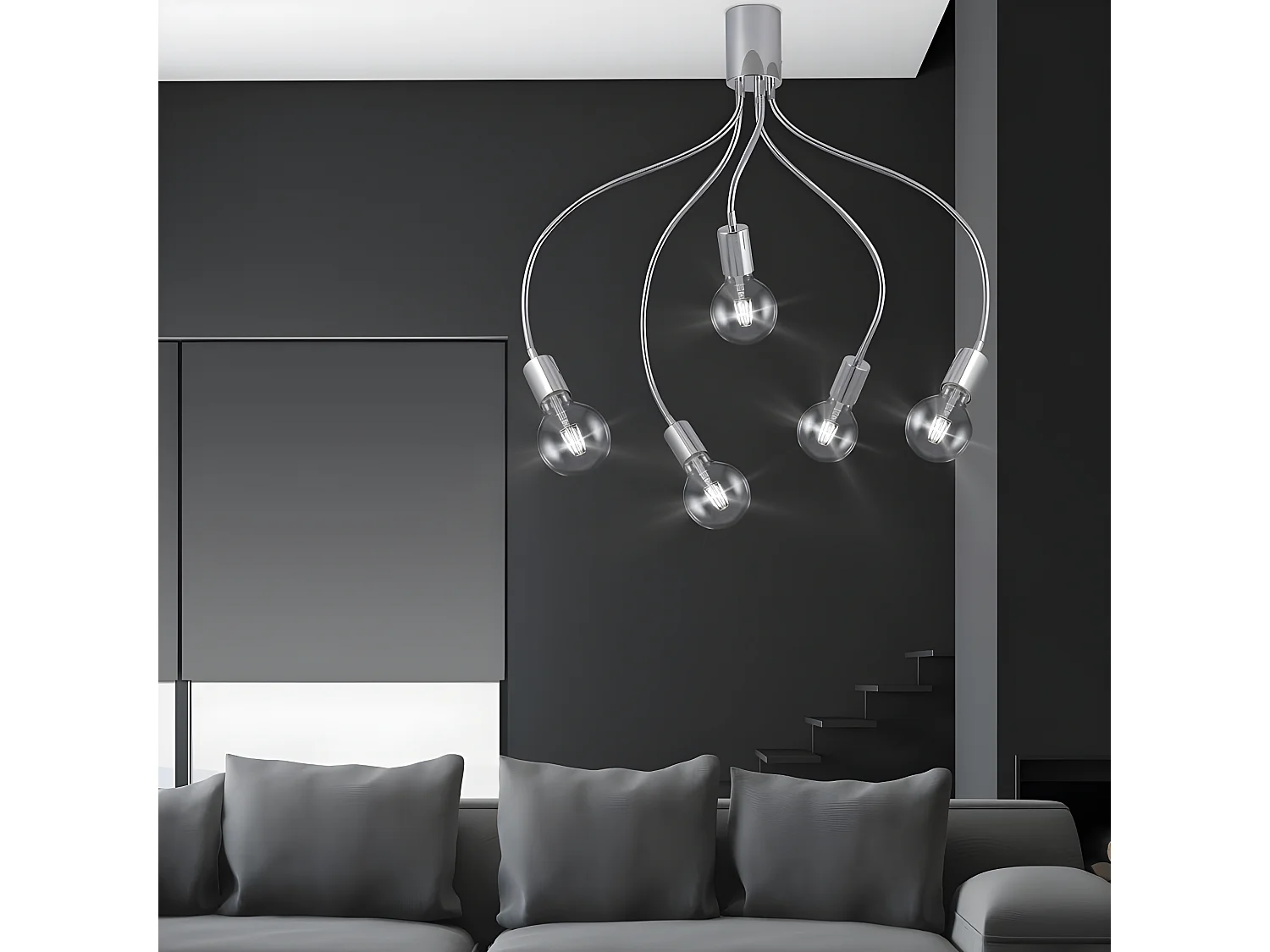 Plafon Cromo Con Bombilla Al Aire Melisa En