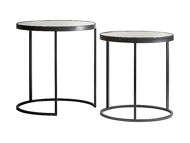 Juego De 2 Mesas Circulares  Modelo Jaipur  De   En Beige