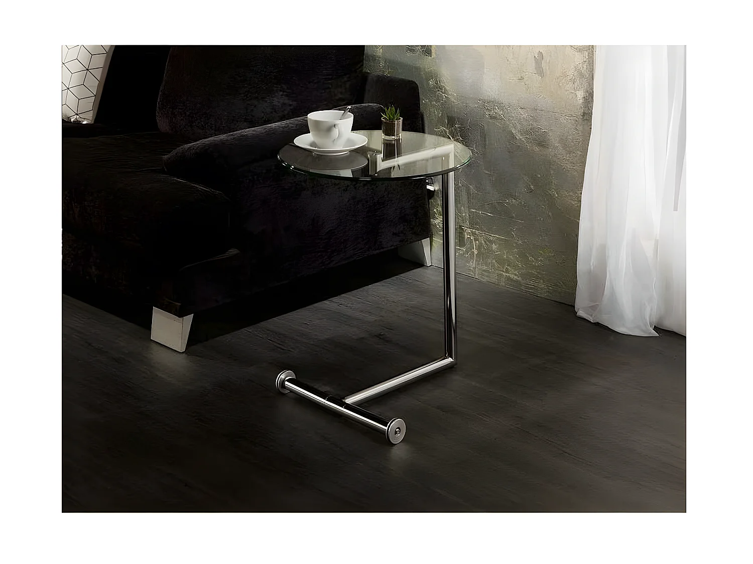 Mesa Auxiliar De Cristal Con Patas Cromo Modelo Rodes Schuller