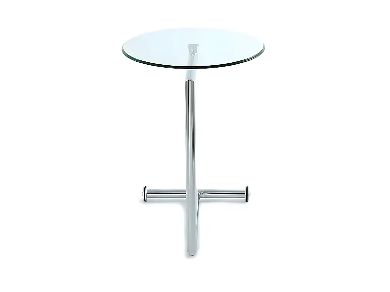 Mesa Auxiliar De Cristal Con Patas Cromo Modelo Rodes Schuller