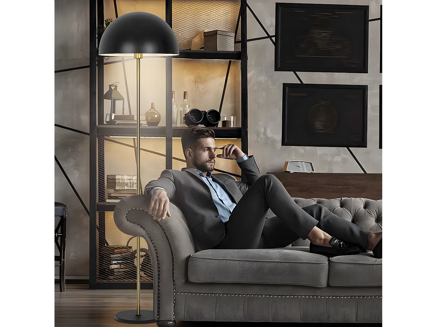 Lampara De Pie Negra Modelo Marnau 1 Luz